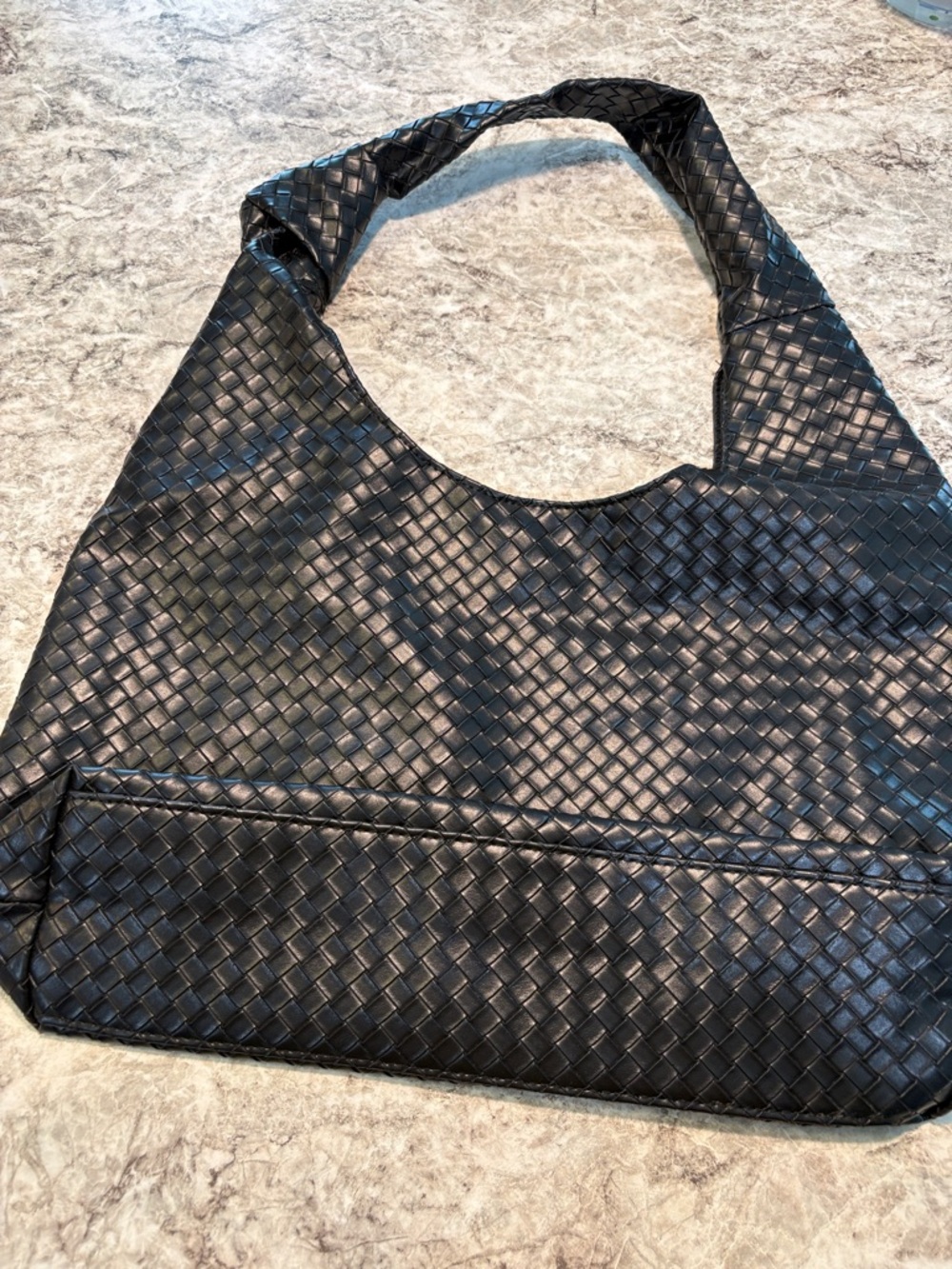 Woven Black Shoulder Bag - Brand Unspecified